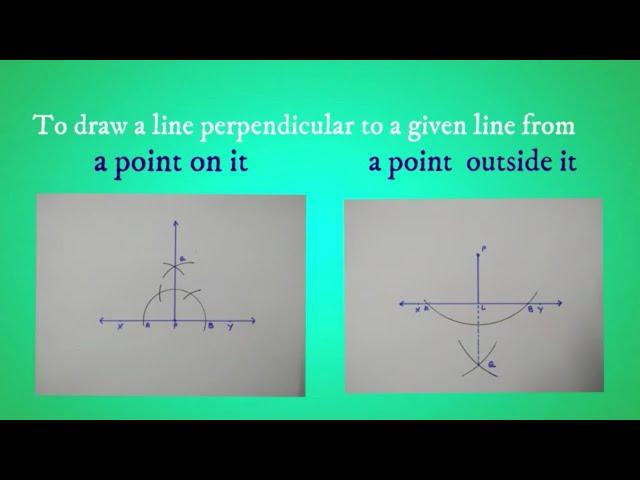 TO DRAW A PERPENDICULAR ON A GIVEN LINE FROM A POINT ON IT & FROM A POINT OUTSIDE IT by Hema Thakker