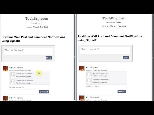 Realtime Wall Post and Comment Notifications using SignalR and Knockout.js