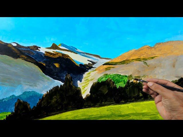 Mountain Landscape Painting / Acrylic Painting for Beginners / Step-by-Step Tutorial