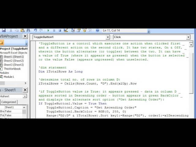 ActiveX Toggle Button Event Procedure in Excel VBA