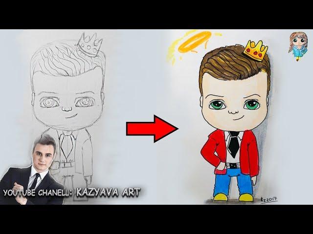 Как нарисовать Николая Соболева мультяшным в стиле чиби карандашом |How to draw a blogger