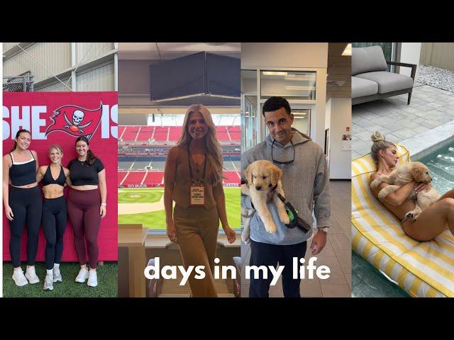 VLOG: vet appt, speaking at She is Football, teaching a workout class, pool day, grocery haul