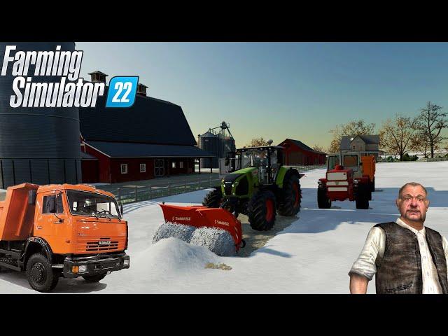 ПЕРВАЯ УБОРКА СНЕГА НА БАЗЕ НА FARMING SIMULATOR 22