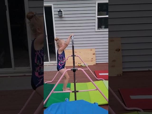gymnastics girl  bar work at home.