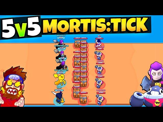 5 Mortis vs 5 Tick's! Brawl Stars 5v5 Custom Showdown Mode!! Who Will Win!?