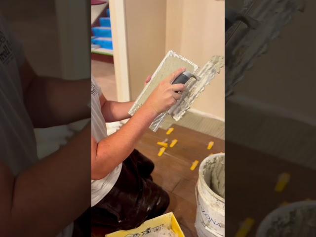 Some wood plank tile floor install #diy #tiled #tile #woodworking #diyflooring