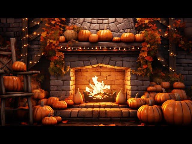 Cozy Autumn Fireplace Sounds 8h - Relaxing Autumn Fall Ambience - Halloween Ambience