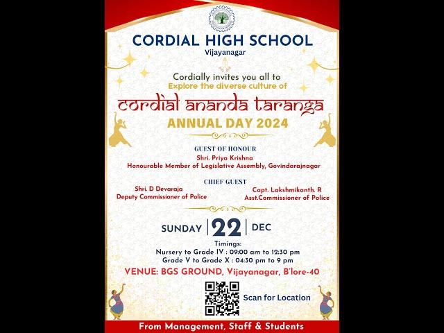 Cordia Ananda Taranga Annual Day 2024 | Cordial High School