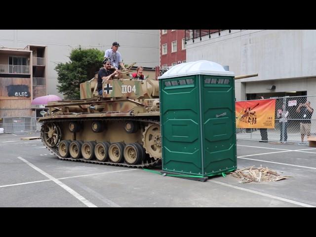 Panzer Fabrik Panzer III - Crushing a Porta Potty - Seattle 2016