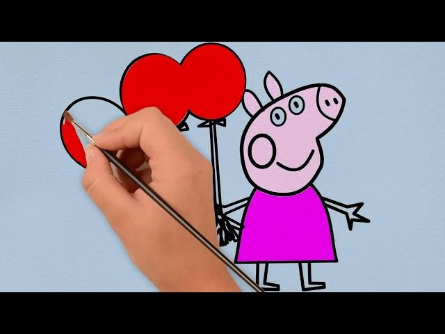 Peepa Pig with Balloons Coloring Pages for Kids - Cartoon World TV