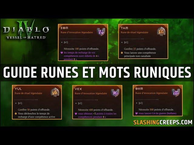 Meilleurs mots runiques Diablo 4 Vessel of Hatred, le guide complet des runes !