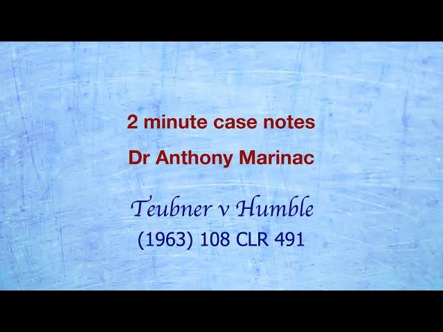 Teubner v Humble (Apportionment of liability in collisions)