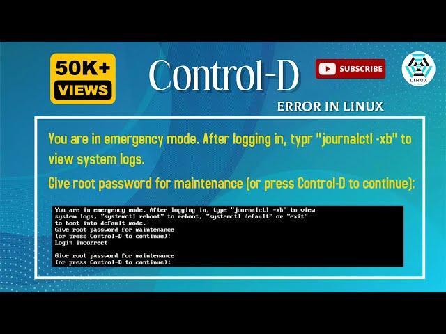 You Are In Emergency Mode | Control-D Error in Linux | Linux Maintenance Mode [SOLVED]