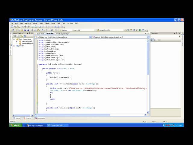 C Sharp Tutorial 14 (Sql Login and Registration Database Tutorial) Part 1