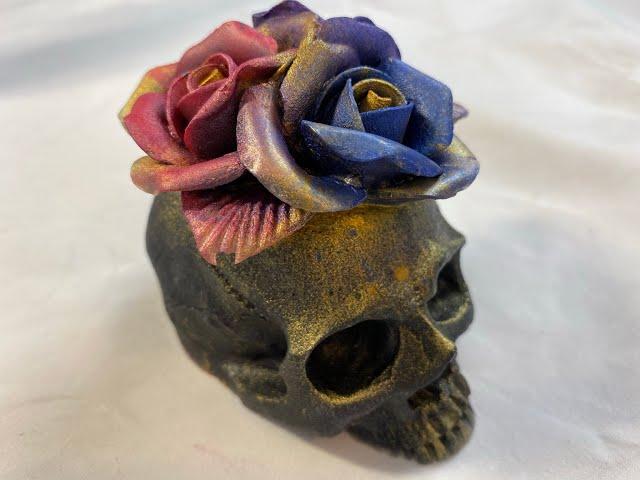 224 - Resin Art - Sculpture - Skull Mould with Flowers -  Amazing Detail -  Love this Mould