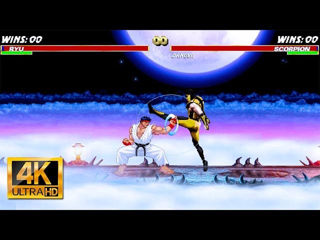 MK VS SF 2 Ryu VS Scorpion [4K 60fps]