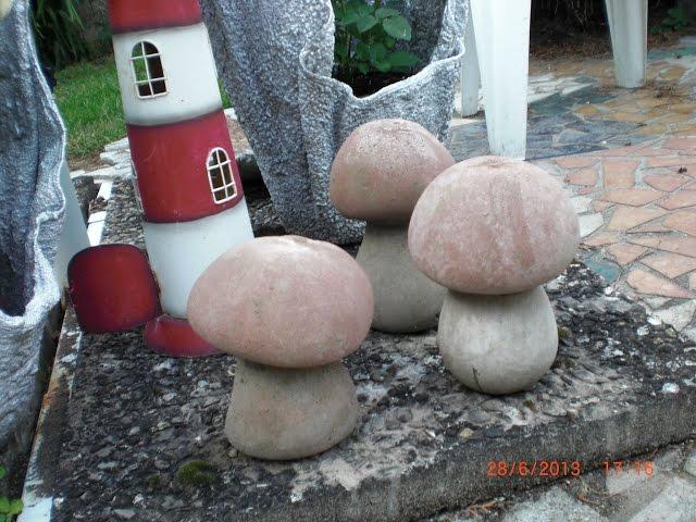 Pilze aus Beton mit Damenstrümpfen machen - mushrooms made of concrete