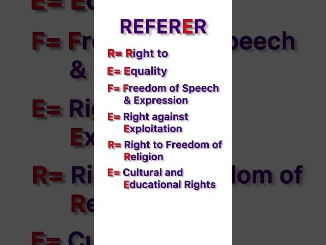 EASIEST Tricks to memorise 6 Fundamental Rights of #indianconstitution #part1
