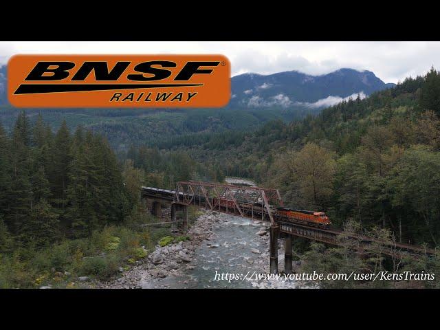 BNSF Empty Oil Train Crossing the Skykomish River, near Gold Bar, Washington