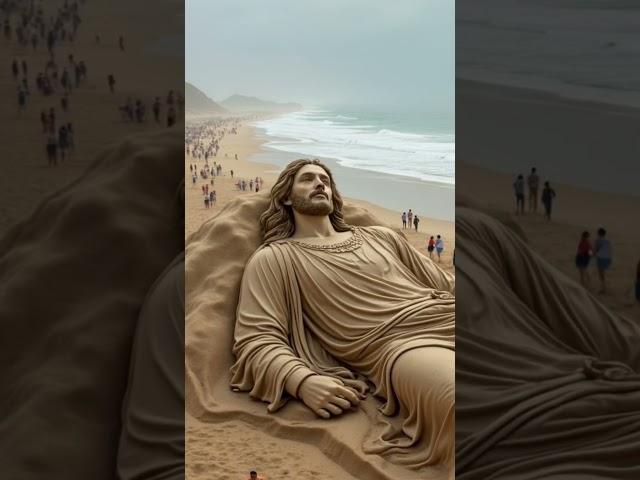 Jesus Is King #Jesus #viral #beach #sand #art #jesuslovesyou #trend #jesuscristo #fyp #fy #shorts