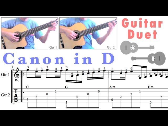 Canon in D (C major) / Pachelbel (Guitar Duet) [Notation + TAB]