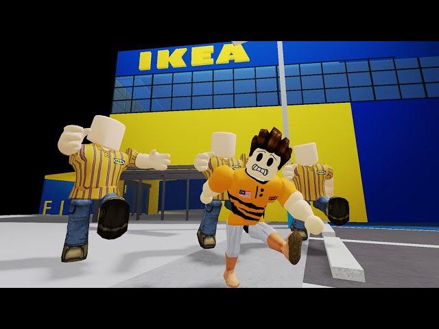 Kena Kejar Dengan Pekerja Ikea Tiada Muka!!! [SCP-3008 but it's 100 players] (Roblox Malaysia)