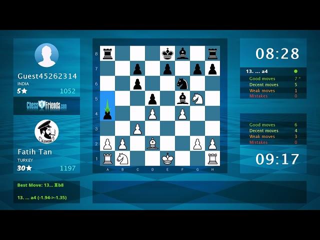 Chess Game Analysis: Fatih Tan - Guest45262314, 1-0 (By ChessFriends.com)