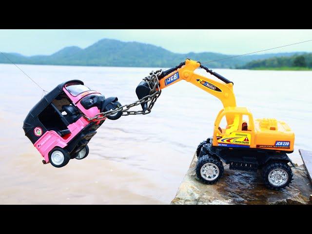 New PoLo Dumper Truck And Bajaj Auto Rickshaw Accident Pulling Out Jcb 3dx Plus ? Bullet Bike CS Toy