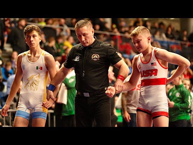 U15 L. Kelly (USA) vs L. Estrada (MEX) 57kg. Freestyle youth boys wrestling.