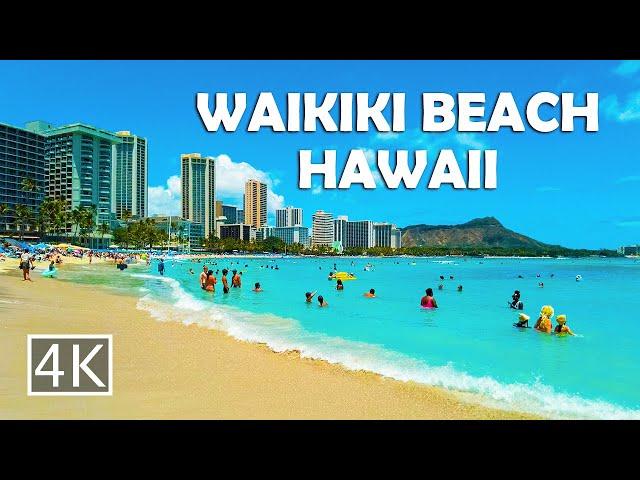 [4K] Waikiki Beach in Honolulu Hawaii - Walking Tour