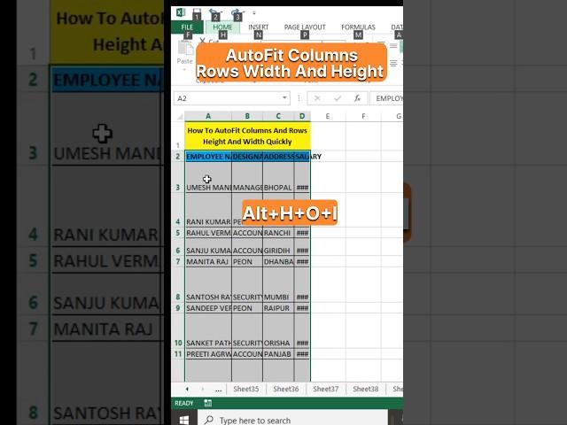 AutoFit Columns and Rows Width And Height Quickly #shorts #excel #exceltips #exceltrick #msexcel