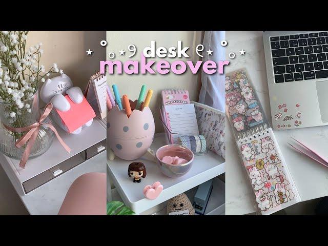 Aesthetic DESK MAKEOVER  Korean & Pinterest inspired • pink cozy space • stationery organization 