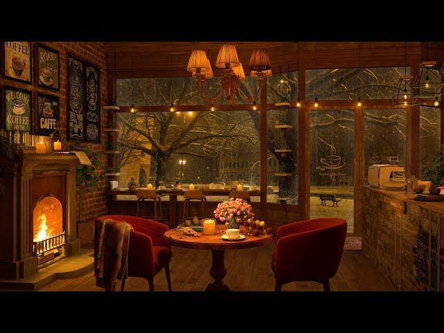 4K Cozy Coffee Shop  Smooth Piano Jazz Music for Relaxing, Studying, Sleeping