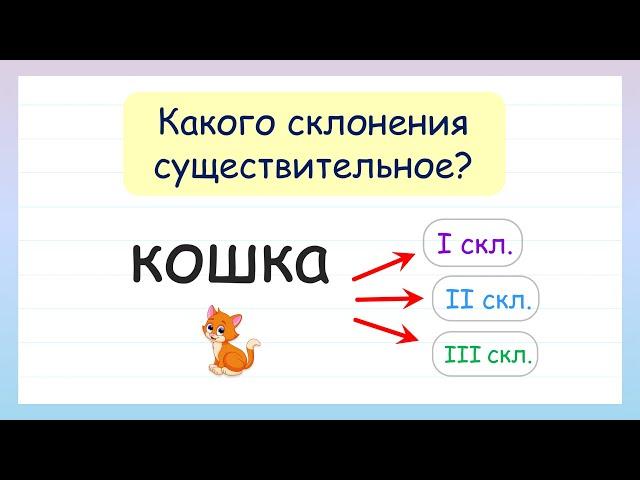 Определи склонение существительных! Склонение имен существительных