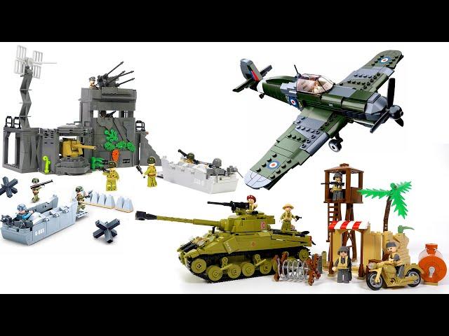 How to Build Amazing Lego WW2 Military Sets - Sluban D-Day, tank Sherman, Hawker Hurricane