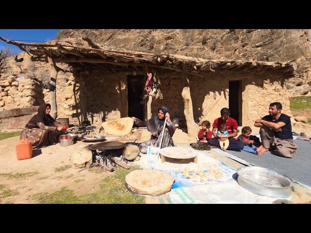 Performing daily tasks of Iranian nomadic women and children