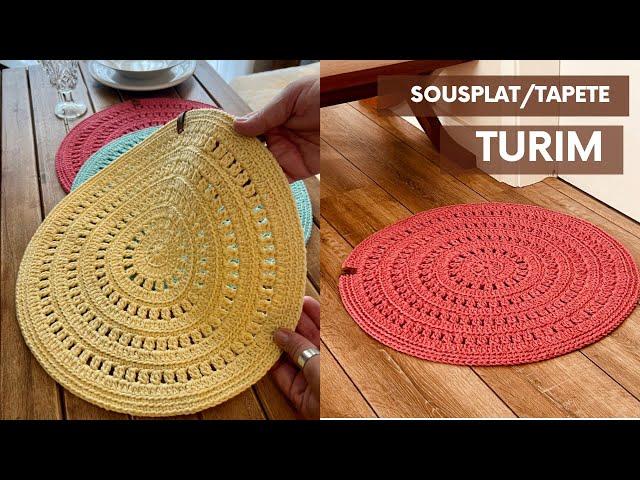 SOUSPLAT TURIM | LINDO SOUSPLAT EM CROCHÊ | E COM A MESMA RECEITA, FAÇA TB UM LINDO TAPETE DE PORTA