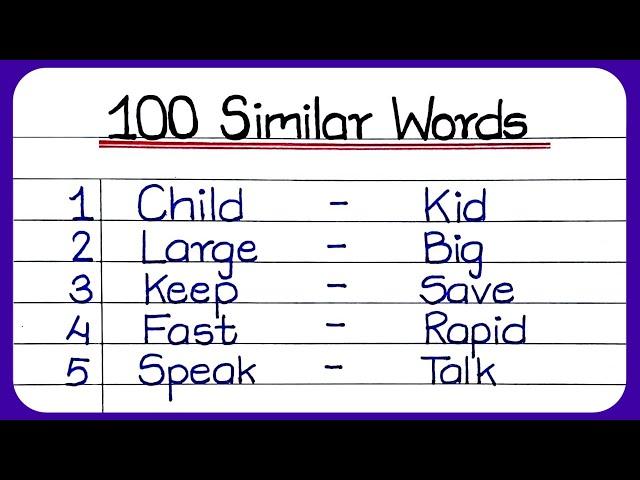 100 Similar Words || Similar Words In English || Similar Word || Similar Words 100 || synonyms words