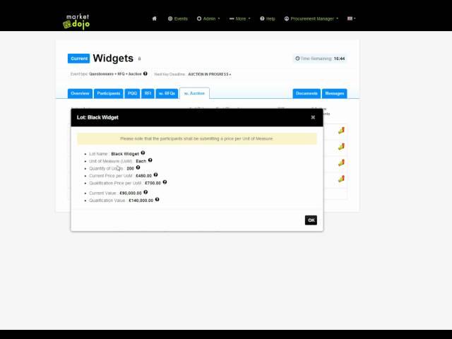 Market Dojo Host - Managing an Auction