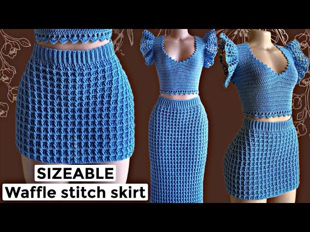 UPDATED Waffle stitch crochet skirt | perfectly fitted made to measure skirt design (ALL SIZES)