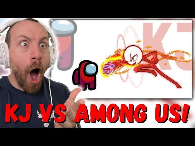 KJ VS. AMONG US! Mini Crewmate Kills KJ Characters (Part 1 & 2) REACTION!!!