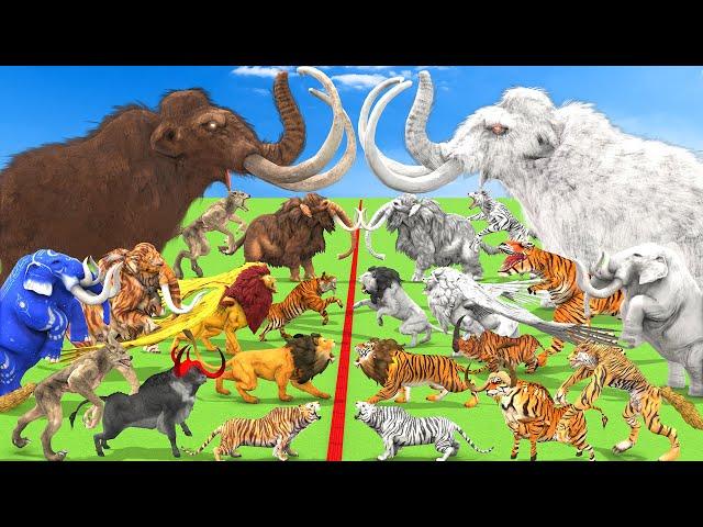 Animal Epic Battle Prehistoric Mammals vs White Albino Animals vs Hybrid Animals Size Comparison