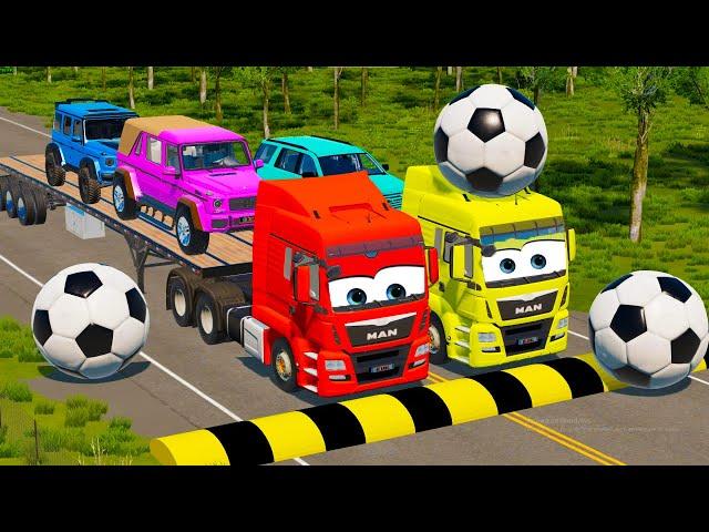 Big & Small Choo-Choo McQueen Boy, King Dinoco vs Pixar Car,Tow Mater vs DOWN OF DEATH -BeamNG.Drive