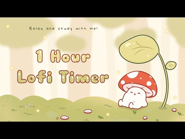 1 Hour - Relax & study with me Lofi | Mushie in a forest #timer #1hour #1hourloop #lofi