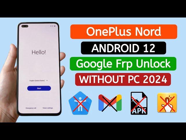 OnePlus Nord Gmail Frp Bypass Android 12. Latest Security Update 2024.