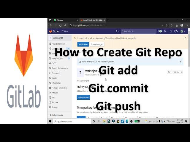 how to create git repository and push to gitlab