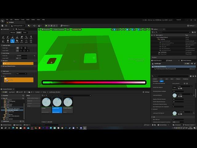 UE 5. 04 -  Суть работы материала ландшафта. Вырезание отверстий в ландшафте.
