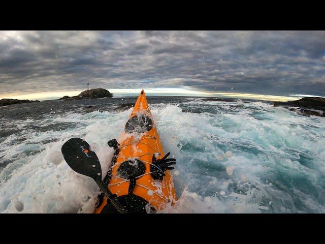 Kayaking on the western coast of Øygarden , Norway , GoPro9