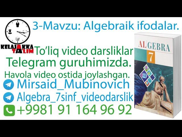 3-Mavzu: Algebraik ifodalar.