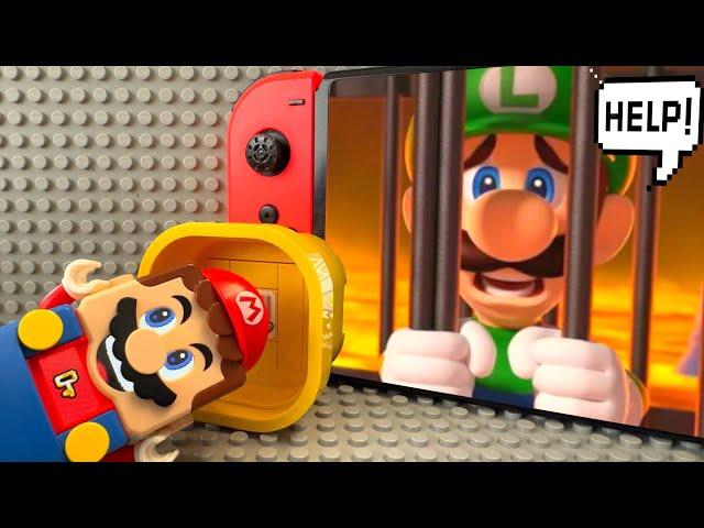 Lego Mario enters the Nintendo Switch to save Luigi from Bowser! Super Mario Odyssey Story